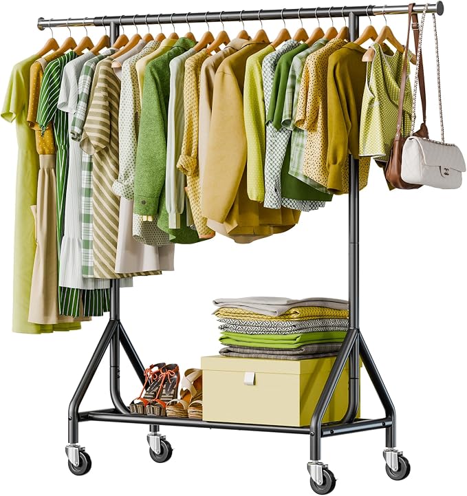 Clothes Rack Load 450 LBS, Heavy Duty Garment Rack, Standing Rolling Metal by Holiwei