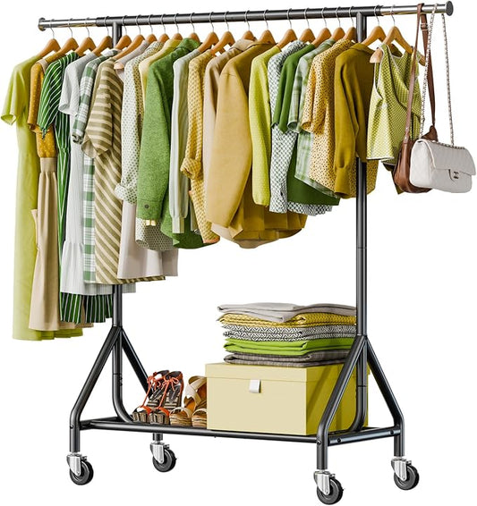 Clothes Rack Load 450 LBS, Heavy Duty Garment Rack, Standing Rolling Metal by Holiwei