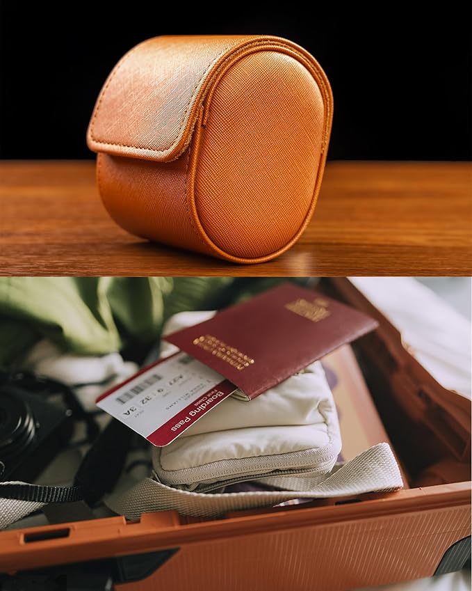 MR.OKAY Single Watch Travel Case -Classic Leather Watch Case - Image 6