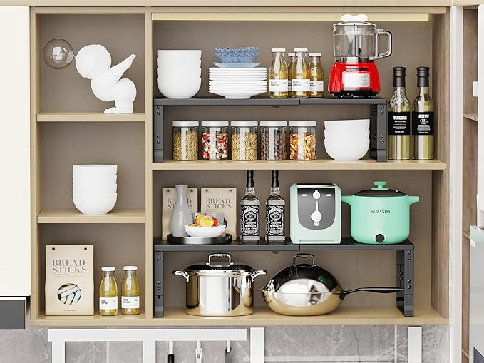 Adjustable Expanable Stackable Spice Rack Shelf Pantry Storage Organizer - Image 6
