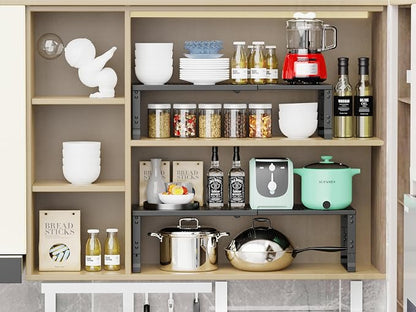 Adjustable Expanable Stackable Spice Rack Shelf Pantry Storage Organizer - Image 6