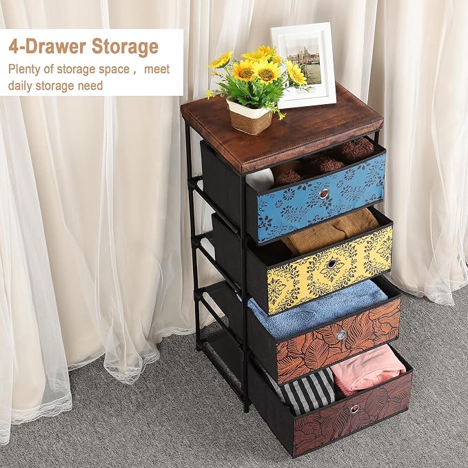 HAITRAL 4 Drawers Clothes Storage Organizer, Small Fabric Storage Chest - Image 4