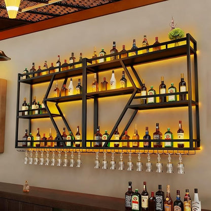 78.7in Metal Wine Rack Wall Mounted, Modern Wine Storage Rack Wall Mounted - Image 3