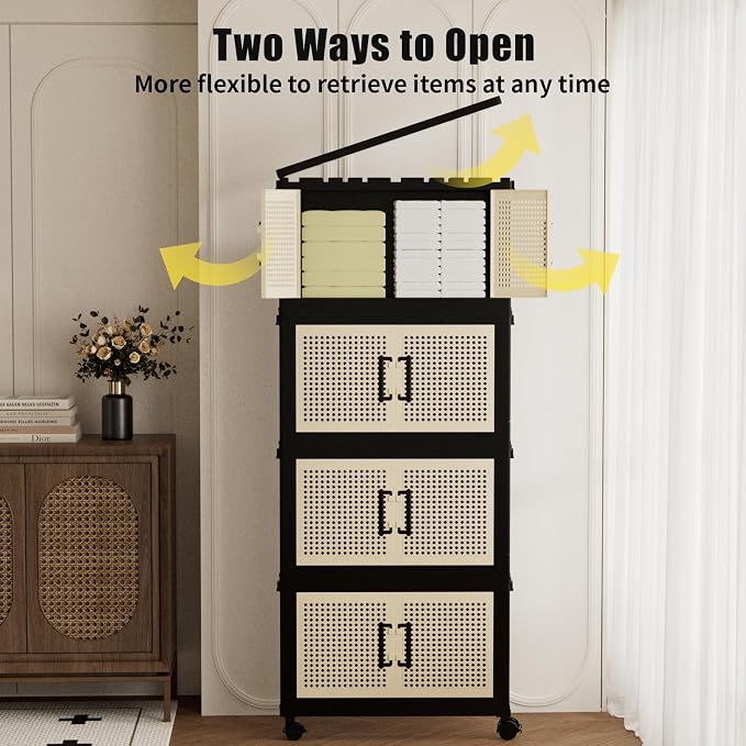 Stackable Storage Bins with Lids, Collapsible Plastic Storage Box Closet - Image 5