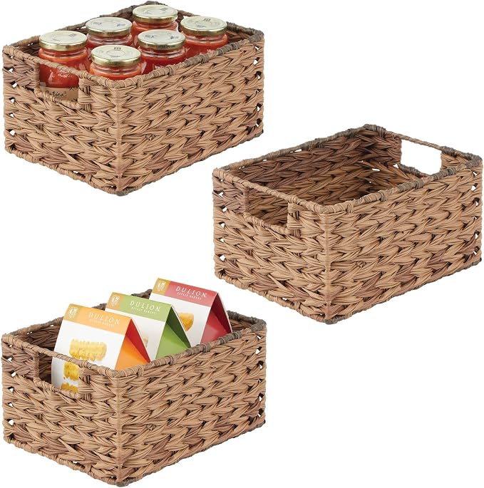 mDesign Woven Farmhouse Kitchen Pantry Food Storage Organizer Basket Bin Box by mDesign