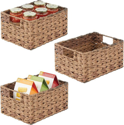 mDesign Woven Farmhouse Kitchen Pantry Food Storage Organizer Basket Bin Box by mDesign