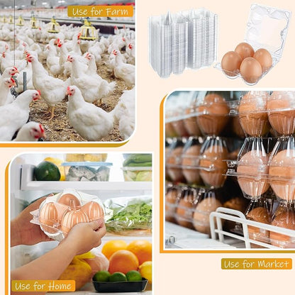 Zubebe 200 Pieces Clear Egg Cartons Plastic Egg Cartons Bulk Empty Chicken Egg - Image 6