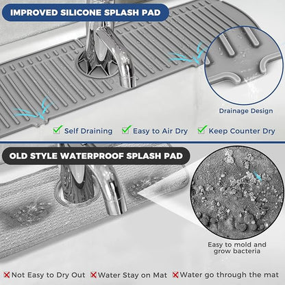 XXL Silicone Faucet Handle Drip Catcher Tray Mat, Large Silicone Faucet Mat - Image 6