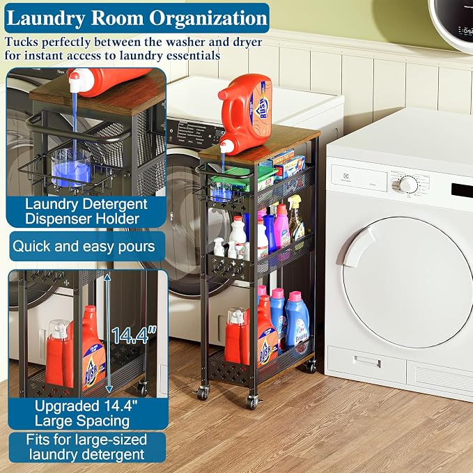 Rolling Slim Storage Cart, 4-Tier Narrow Bathroom Organizers and Storage Cart - Image 2