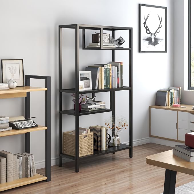 Metal Storage Shelves, 70.9” Tall Geometric Bookshelf, Floor Standing Display - Image 6