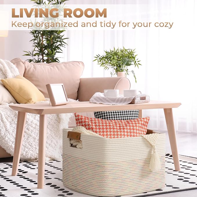 danpinera 108L Large Basket for Living Room, Boho Decorative Basket Organizing - Image 4