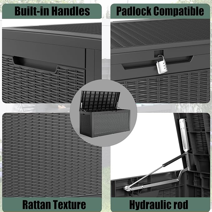 DRATO 100 Gallon Large Deck Box, Outdoor Storage Box - Image 4