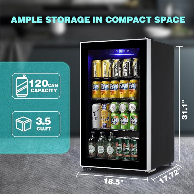 WANAI Mini Fridge Cooler 120 Can Beverage Refrigerator - Image 2