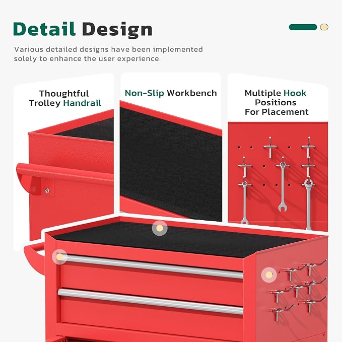 Greenvelly Tool Chest, 8-Drawer Rolling Tool Chest - Image 5