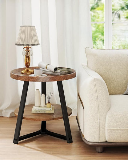 Small Round End Table, 2-Tier Side Table - Image 2