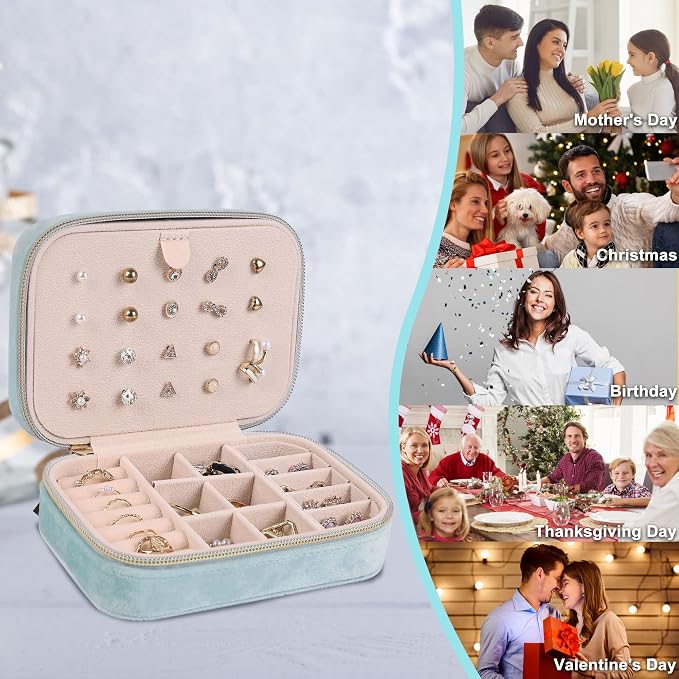 Dajasan Velvet Jewelry Boxes, Mini Travel Jewelry Case, Small Portable Travel - Image 6