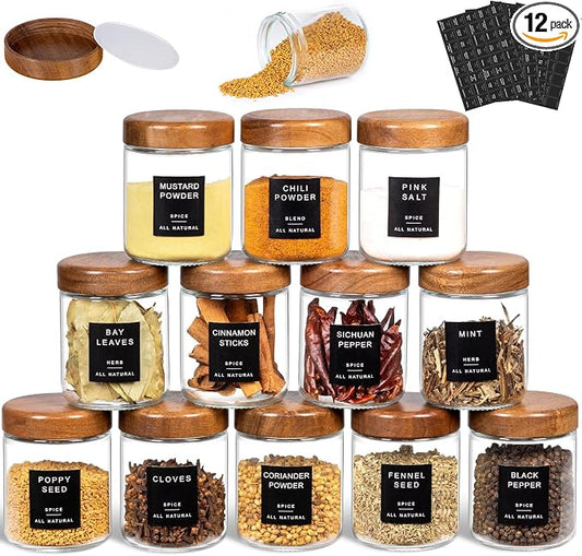 Yangbaga 12Pcs Glass Spice Jars by Hanber