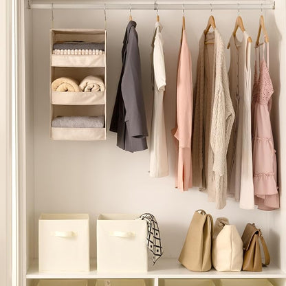 GRANNY SAYS 3-Shelf Hanging Closet Organizer, Khaki Closet Storage Hanging - Image 2