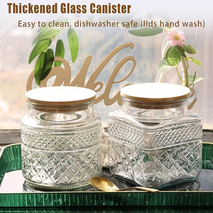 Viovian Vintage Glass Jar with Lid Spoon 38 OZ Round Thick Glass Storage Jars - Image 5