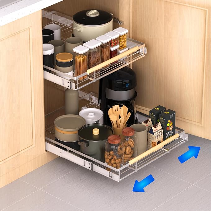 Pull Out Drawer Cabinet Organizer, Expandable Slide Out Storage Shelves - Image 3