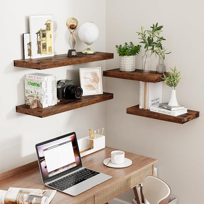 32 Inch Floating Shelves for Wall Set of 2, Rustic Wood Wall Mounted Floating - Image 6