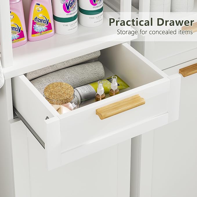 VECELO 53" Tilt Out Laundry Hamper, Tall Bathroom Cabinet - Image 3