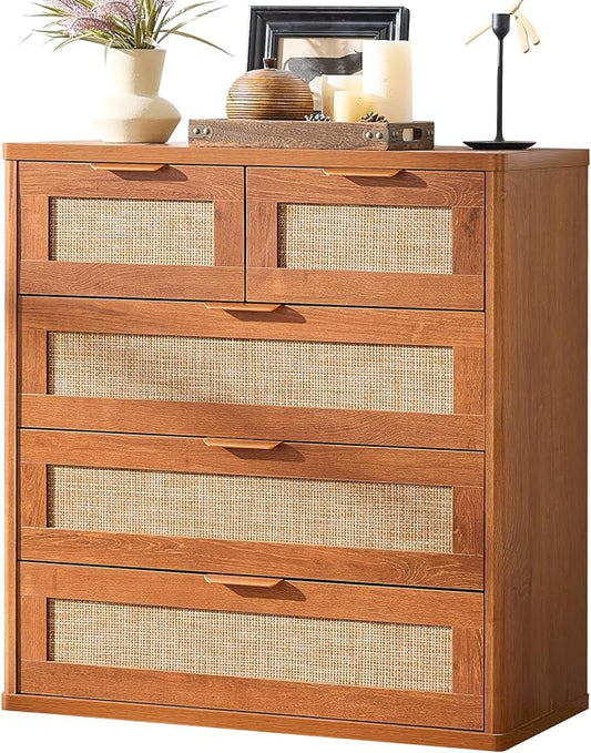 LEYAOYAO Rattan Dresser for Bedroom Set of 2, 33.5" Tall Chest of Drawers by LEYAOYAO-Findtheshiningpointofyourideallife%EF%BC%81