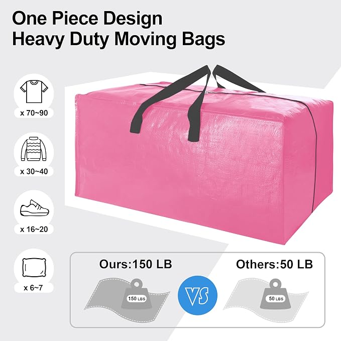 6 Pack Heavy Duty Extra Large Moving Bags W/Backpack Straps - Image 5