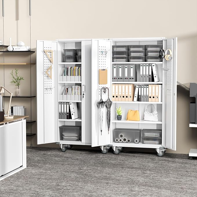 Greenvelly White Metal Storage Cabinet - Image 8