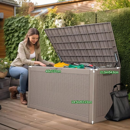 100 Gallon Resin Deck Box, Lockable Patio Outdoor Storage Box - Image 2