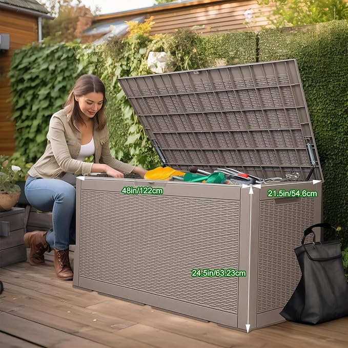 120 Gallon Outdoor Deck Box, Storage Lockable Waterproof Patio Furniture - Image 2