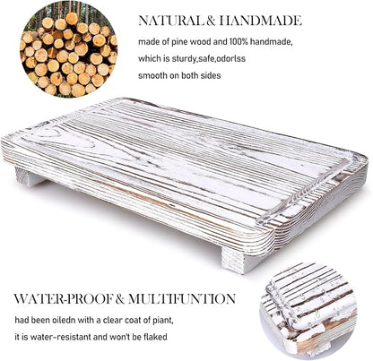 Rustic White Bathroom Counter Tray Kitchen Countertop Trays Decorative Wood - Image 4
