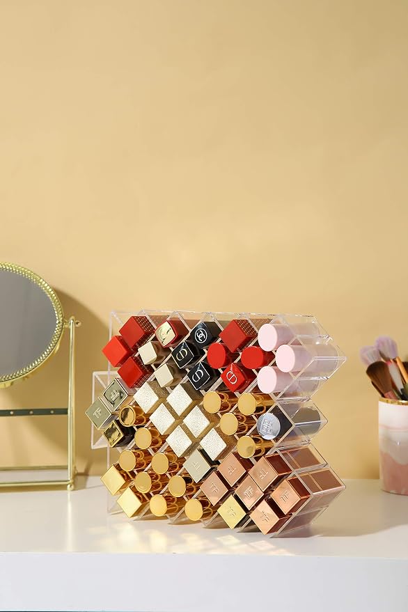 Lipstick Holder Organizer 16 Spaces Acrylic Stackable Fish Shape Lipstick Tower - Image 7