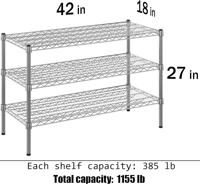 18" Deep x 42" Wide x 27" Height Wire Shelving Kit | 3-Tier | NSF Commercial - Image 3