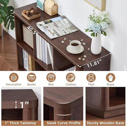 6 Cube Storage Bookcase, Wood Floor Standing 2-Tier Bookshelf - Image 3