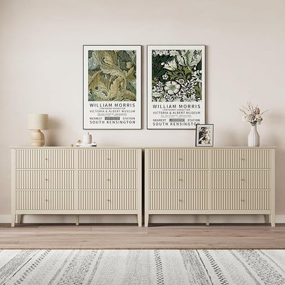 RoyalCraft Beige 6 Drawer Dresser, Fluted Modern Wood Chest of Drawers - Image 8