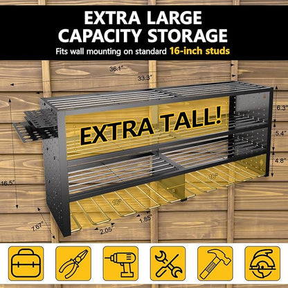 Large Power Tool Organizer Wall Mount, 4 Layer Garage Storage Cordless Tool - Image 3