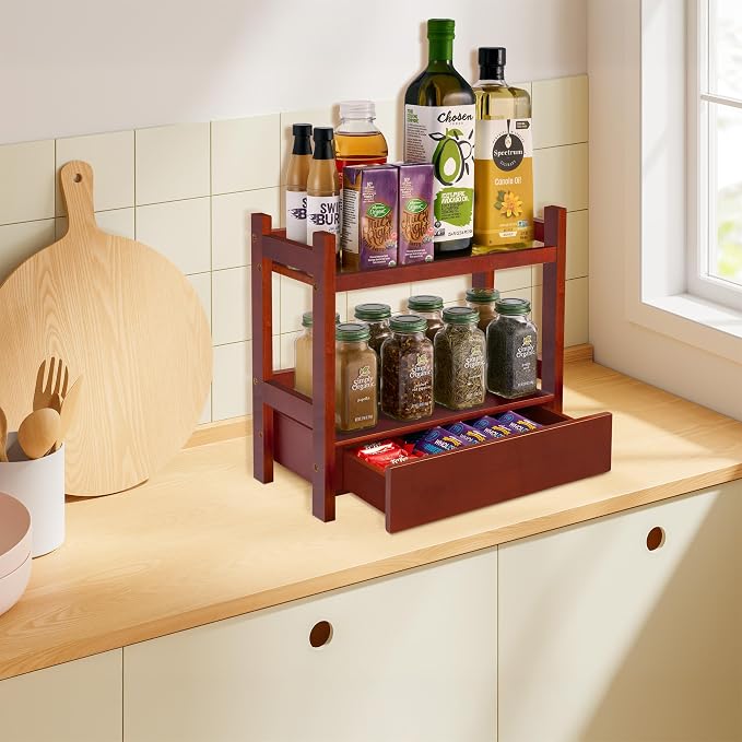 Sorbus Bamboo Bathroom Counter Organizer – 2-Tier Shelf - Image 2