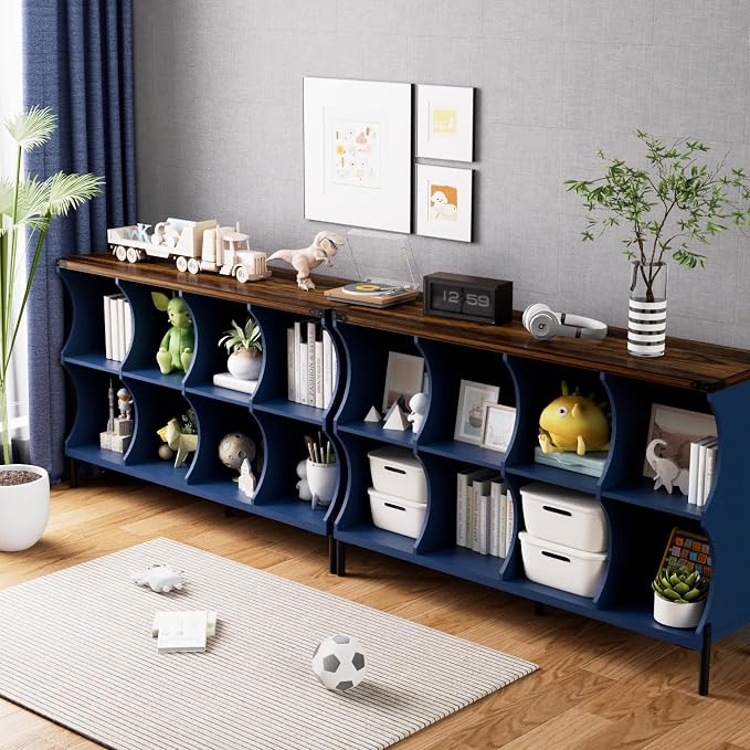 8 Cube Storage Shelf Organizer, Low Book Shelf Bookcase Entryway Table - Image 6