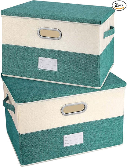 Large Linen Fabric Foldable Storage Bins by Unknown
