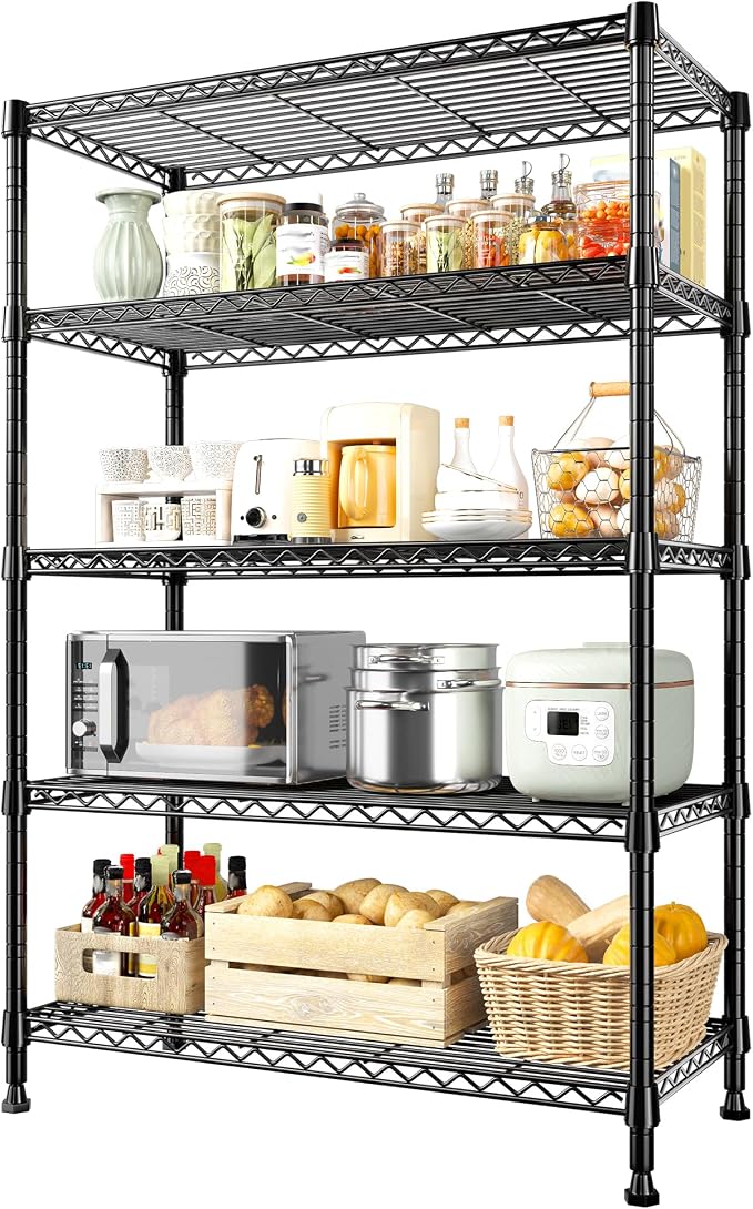 REIBII Storage Shelves, 5-Tire Wire Shelving Load 1000LBS Metal Shelves by REIBII