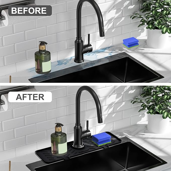 Meiliweser Silicone Faucet Mat for Kitchen Sink – Gen 2 Splash Guard - Image 5