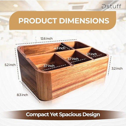 Dstuff Acacia Wood Coffee Station Organizer - Image 4