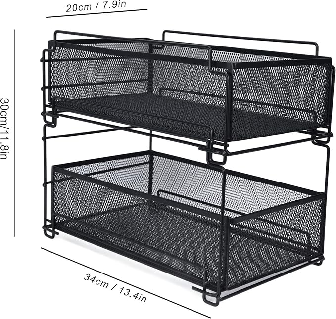 Cupboard Organiser, 2 Tier Under Sink Storage Organiser, Kitchen Storage Drawer - Image 6