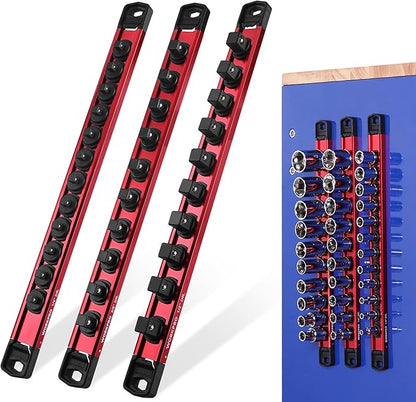 WORKPRO Magnetic Socket Organizer Set, 1/2" 3/8" 1/4" Drive Aluminum Alloy by WORKPRO