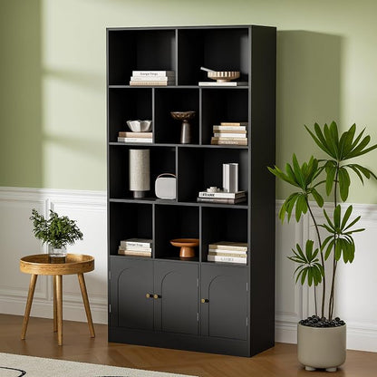 71" Tall Bookshelf with 10 Cubes and 3 Doors, 4-Tier Bookshelf, Open Shelf - Image 4