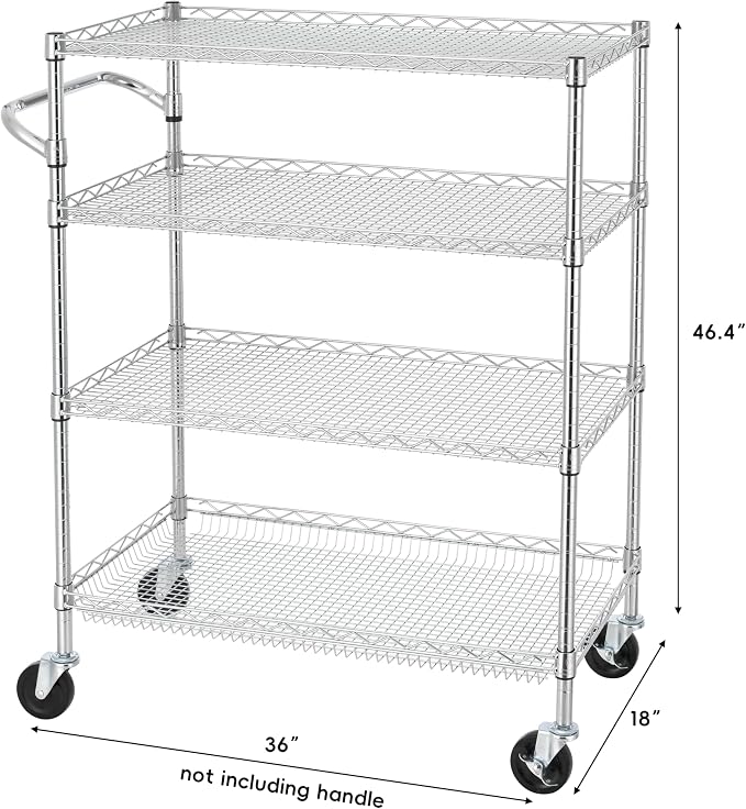 Finnhomy 4 Tier Heavy Duty Commercial Grade Rolling Cart - Image 3