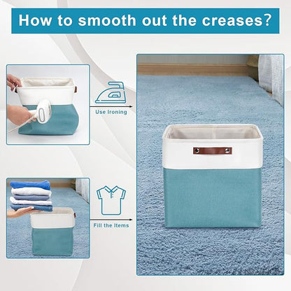 13x13 Cube Storage Bins, Collapsible Fabric Storage Box, 4 Pack Closet Baskets - Image 4