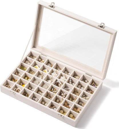 48 Grid Earring Organizer and Storage: Velvet Jewelry Tray by Josmimic