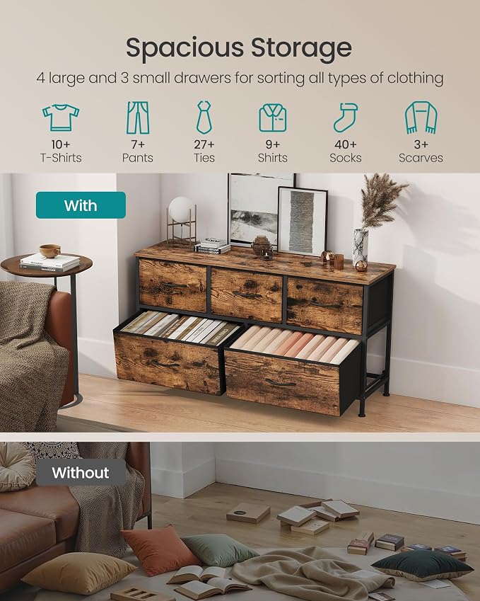 SONGMICS Dresser for Bedroom, Chest of Drawers, TV Stand, 5 Non-Woven Fabric - Image 4